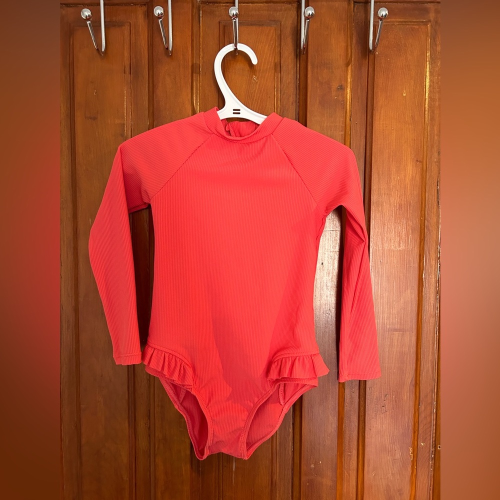 Zara long sleeve coral swim suit sz 4/5